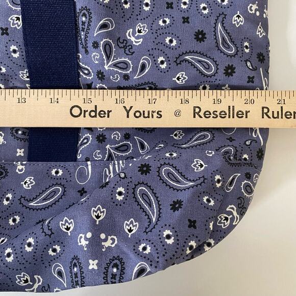 PINK Victoria's Secret Tote Bag Blue Bandana Print Large Travel Beach Carry All - Picture 13 of 14